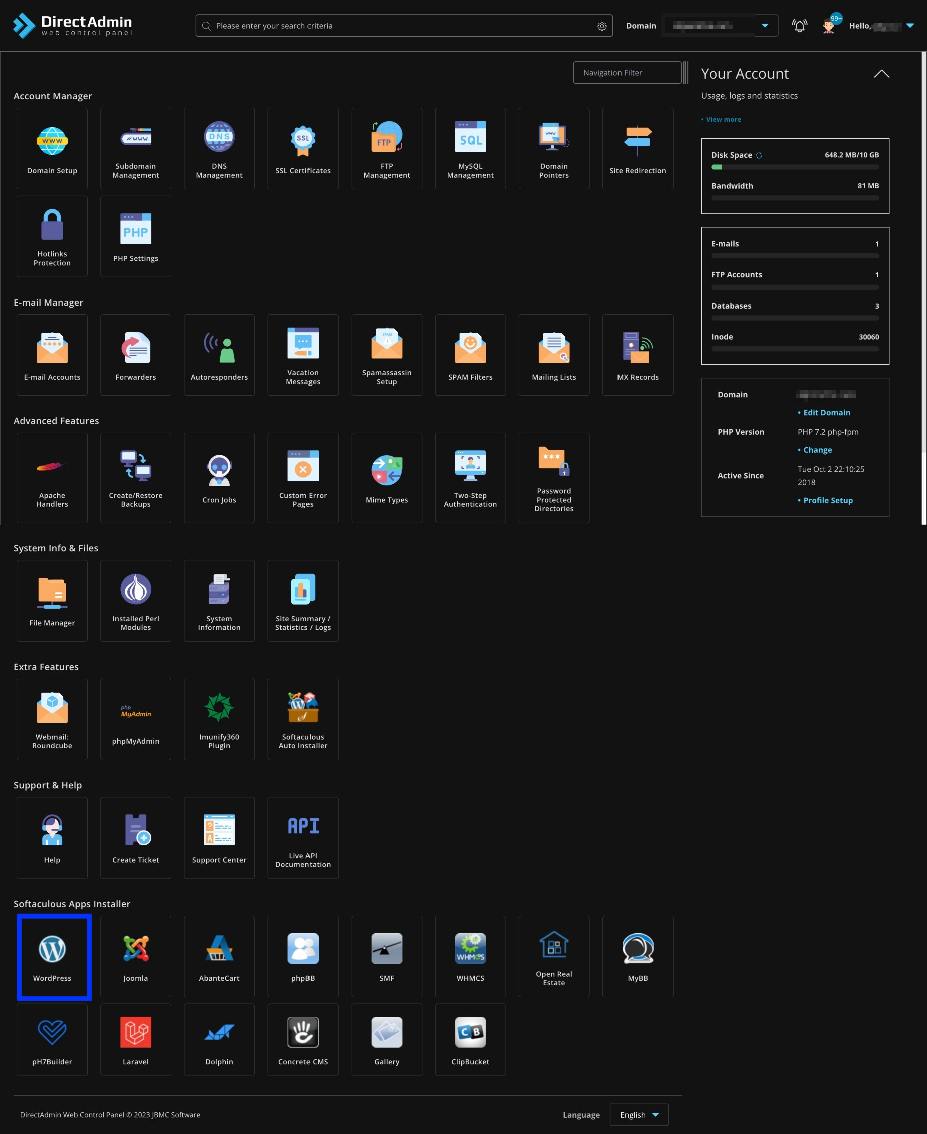 คลิก WordPress